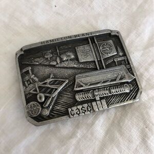 Vtg Pewter Hamilton Plant Case Tractor Belt Buckle